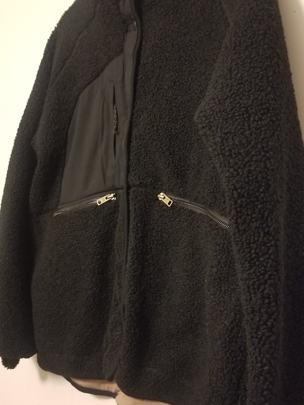 Avalanche Black Teddy Sherpa Jacket Zip Pockets Men's Size L FP DUPE